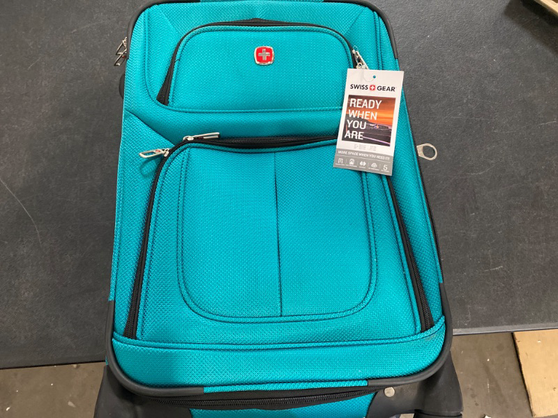 Photo 2 of SwissGear Sion Softside Expandable Roller Luggage, Teal, Checked-Medium 25-Inch