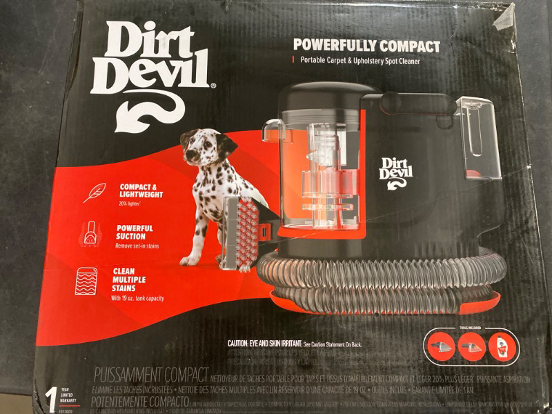 Photo 3 of Dirt Devil Portable Spot Compact Carpet Cleaner for Carpet & Upholstery, Powerful Suction with Versatile Tools, Pet Stain Remover, Carpet Shampooer, FD13000, Black