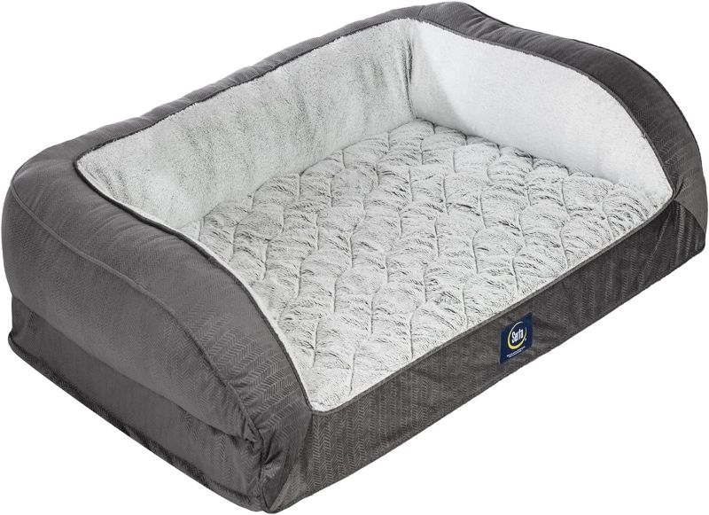 Photo 1 of Serta Orthopedic Quilted Couch Dog Bed for Pets – Slate Gray (Large)