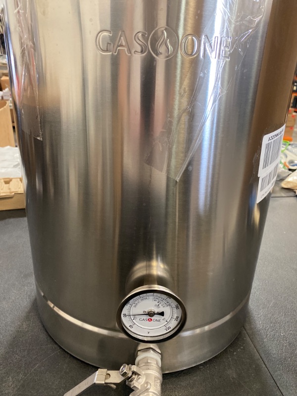 Photo 2 of GasOne BS-40 Stainless Steel Kettle Pot Pre Drilled 4 PC Set Quart Tri Ply Bottom for Beer Includes Lid, Thermometer, Ball Valve Spigot-Home Brewing Supplies, 40 QT/10 GALLON