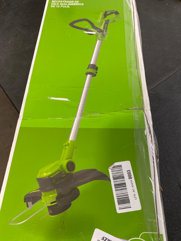 Photo 3 of ** FINAL SALE – SOLD AS IS ** Greenworks 40V 12" Cordless String Trimmer, 2.0Ah Battery 