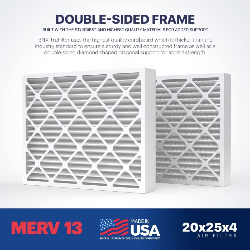 Photo 1 of Nordic Pure  20x25x4 (19.5’’ x 24.5’’ x 3.63‘’ Slim Fit) MERV 13 Air Filter (2-Pack) - MADE IN USA - Air Conditioner HVAC AC Furnace Filters Health, Allergies, Mold, Bacteria, Smoke, MPR 1900 FPR 10