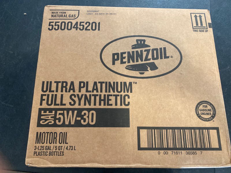 Photo 3 of Pennzoil Ultra Platinum Full Synthetic 5W-30 Motor Oil (5-Quart, Case of 3)