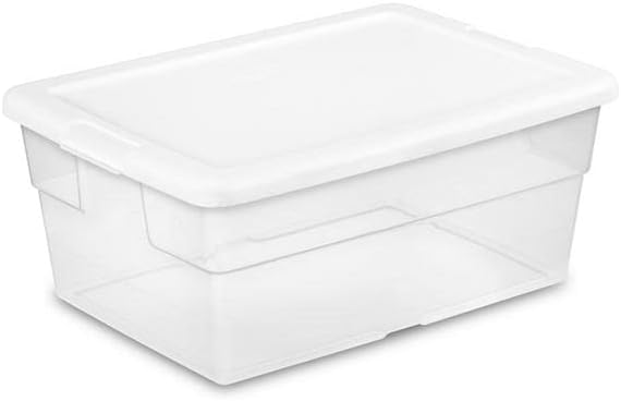 Photo 1 of Sterilite 16428012 Storage Box With White Lid, 16 Qt (Pack of 12)