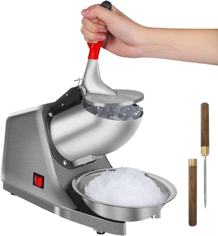 Photo 1 of Shaved Ice Machine Snow Cone Machine Ice Crusher with Stainless Steel Blade Kitchen Electric for Shaved Ice and Snow Cone (300W 2000r/min) Also Comes with a complinentary Ice Pick