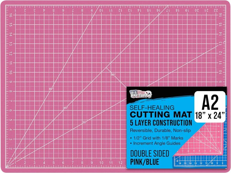 Photo 1 of U.S. Art Supply 18" x 24" Pink/Blue Professional Self Healing 5-Ply Double Sided Durable Non-Slip Cutting Mat Great for Scrapbooking, Quilting, Sewing and all Arts & Crafts Projects