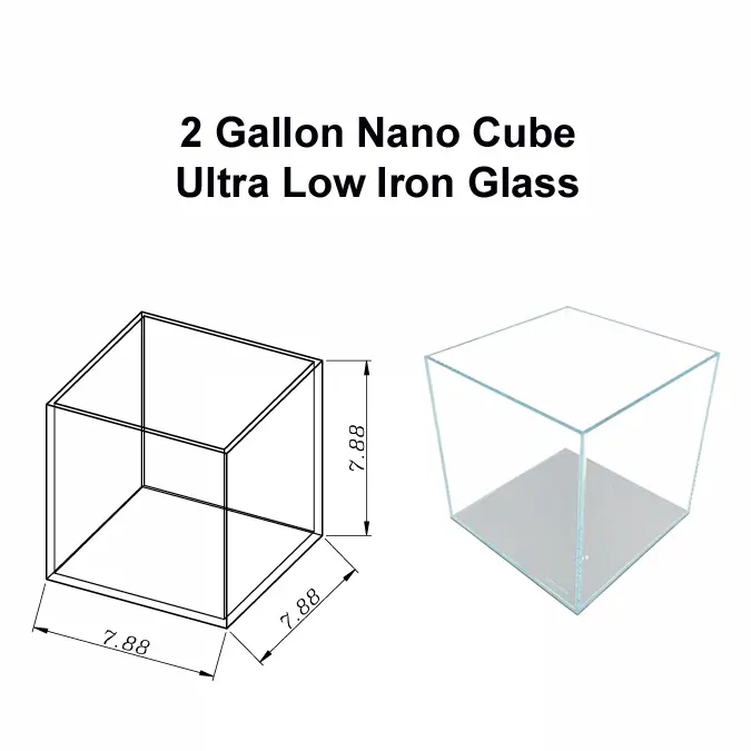 Photo 2 of 2 Gallon Ultra-Low Iron Nano Rimless Cube Tank - Length:  7.8”  Width: 7.8”  Height: 7.8”