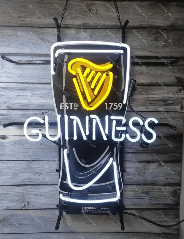 Photo 1 of Neon Signs Beer Bar Bedroom Guinness's Harp Irish Sign Glass Neon Signs for Office Hotel Pub Cafe Birthday Party Man Cave Neon Light Art Wall Lights 24 X 20 Inches