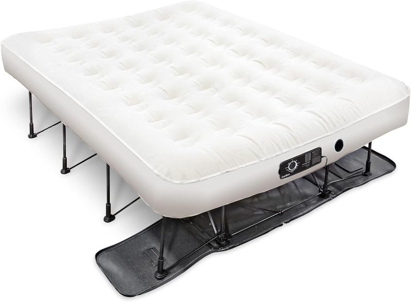 Photo 1 of Ivation EZ-Bed (Queen) Air Mattress with Deflate Defender™ Technology Dual Auto Comfort Pump and Dual Layer Laminate Material - AirBed Frame & Rolling Case for Guest, Travel, Vacation, Camping