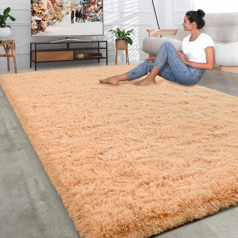 Photo 1 of Soft Shag Area Rug for Living Room, 5x8 Feet Fluffy Rugs with Non-Slip Bottom for Bedroom Bedside Dorm Nursery, Furry Shaggy Carpet for Indoor Kids Girls Home Decor, Camel