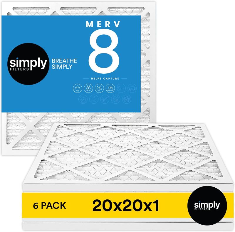 Photo 1 of Simply Filters 20x20x1 MERV 8, MPR 600, Air Filter (6 Pack) - Actual Size: 19.75"x19.75"x0.75" HVAC, AC Furnace Air Filter