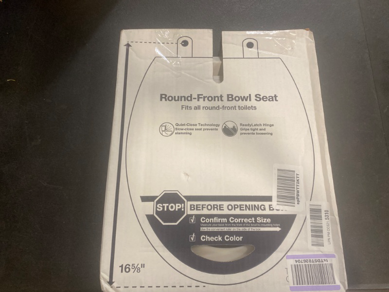 Photo 1 of KOHLER 4639-RL-0 Cachet ReadyLatch Round-Front Toilet Seat, Quiet-Close Lid and Seat, Countoured Seat, Grip-Tight Bumpers and Installation Hardware, White