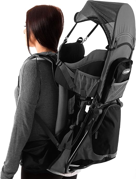 Photo 1 of Hiking Baby Carrier Backpack - Comfortable Baby Backpack Carrier - Toddler Hiking Backpack Carrier - Child Carrier Backpack System with Diaper Change Pad, Insulated Pocket + Rain and Sun Hood
