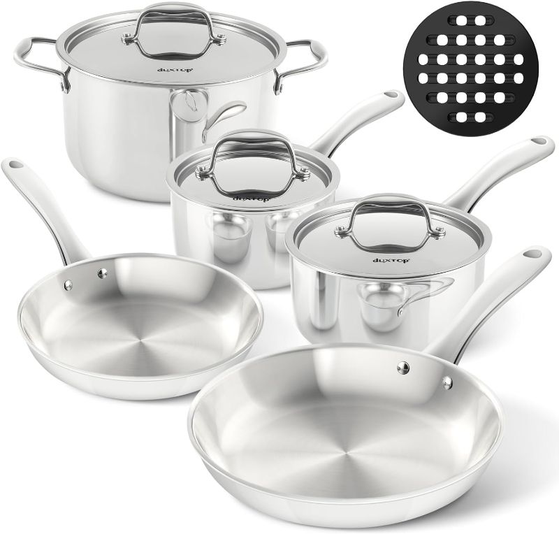 Photo 1 of Duxtop Whole-Clad Tri-Ply Stainless Steel Induction Cookware Set, 9PC Kitchen Pots and Pans SeT