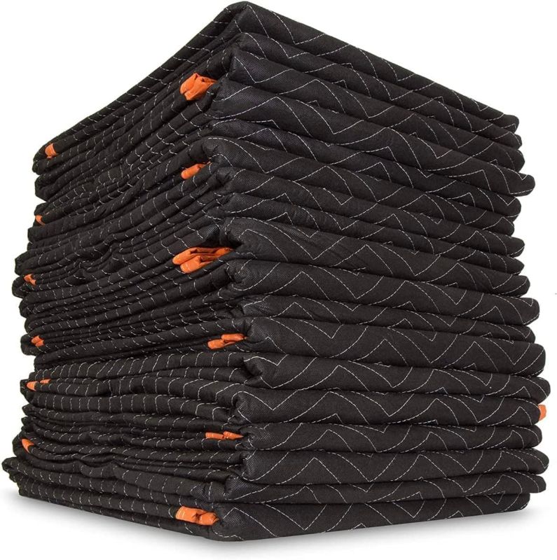 Photo 1 of Simpli-Magic Heavy Duty Padded Moving Blankets (12 Pack),Black/Orange