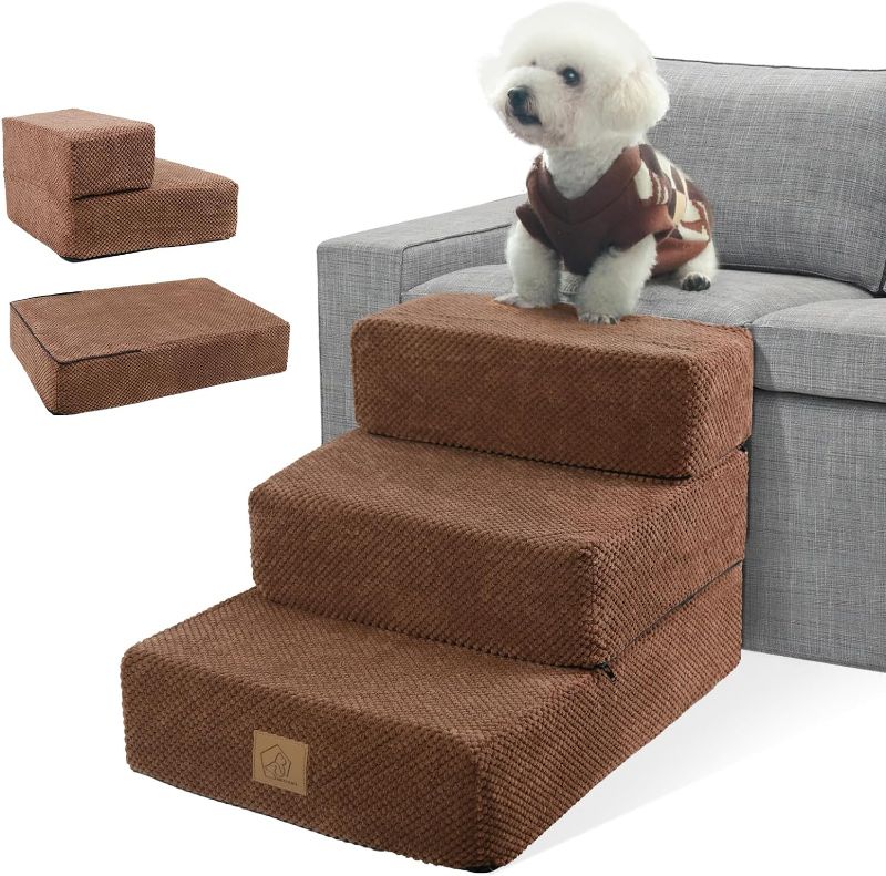 Photo 1 of 
3-Tiers Dog Stairs for Sofa Couch Bed, Detachable 2-Tiers Pet Stairs and 24x16'' Dog Bed, Foldable Foam Pet Steps Stairs for Small Medium Dogs