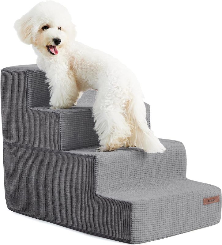 Photo 1 of Lesure Dog Stairs for Small Dogs - Pet Stairs for High Beds and Couch, Folding Pet Steps with CertiPUR-US Certified Foam for Cat and Doggy, Non-Slip Bottom Dog Steps, Grey, 5 Steps