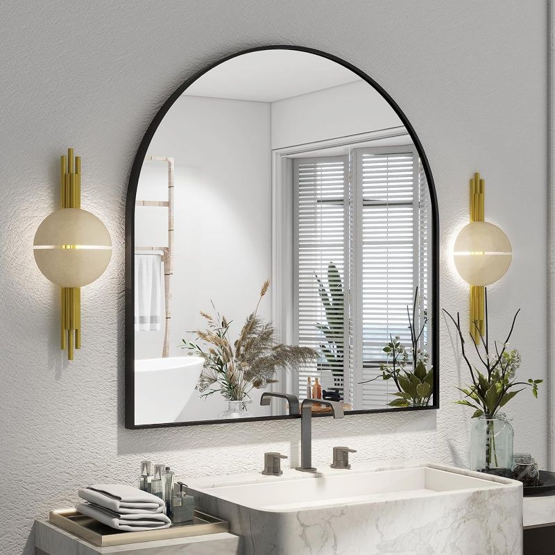 Photo 1 of 
XRAMFY Arched Bathroom Mirror 32" x 34" for Bathroom Vanity Mirror or Wall Decor Black Arch Mirror Aluminum Alloy Frame Wall Mounted Mirror for...