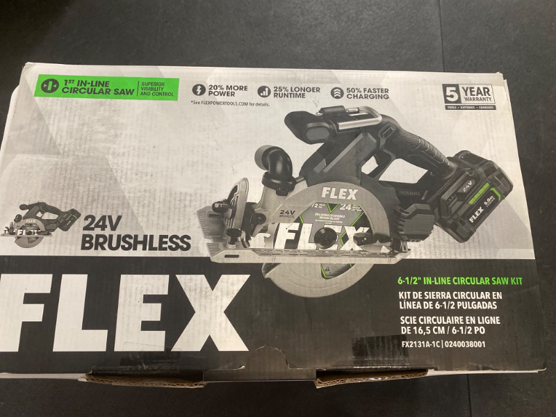 Photo 3 of FLEX 24V Brushless Cordless 6-1/2-Inch In-Line Circular Saw Tool Only, Battery and Charger Not Included - FX2131A-Z, Grey/Black