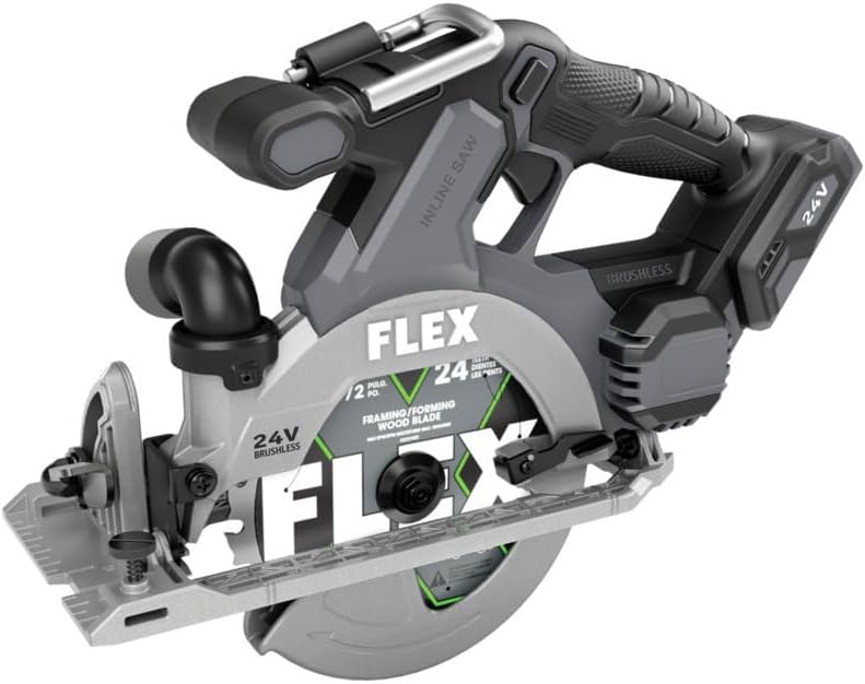 Photo 1 of FLEX 24V Brushless Cordless 6-1/2-Inch In-Line Circular Saw Tool Only, Battery and Charger Not Included - FX2131A-Z, Grey/Black