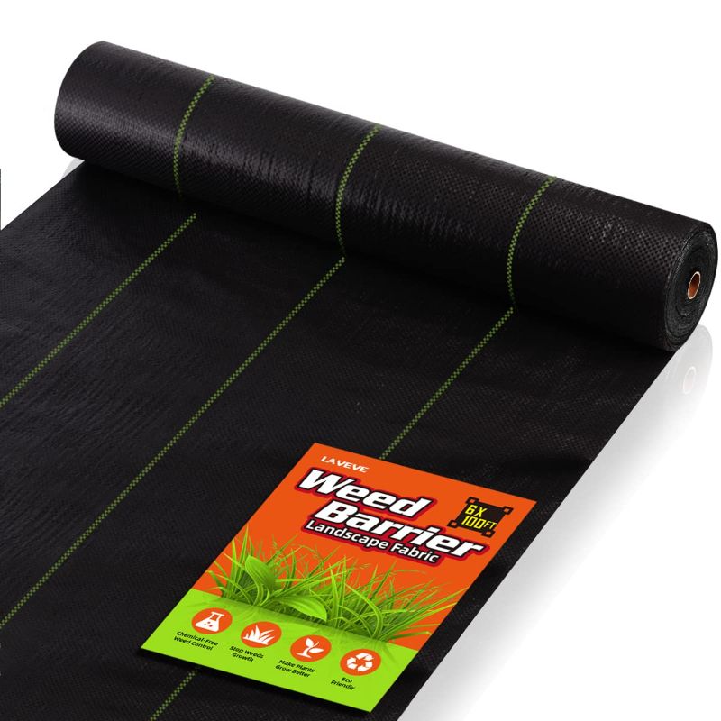 Photo 1 of 
LAVEVE 6FT x 100FT Weed Barrier Landscape Fabric, 3.2oz Premium Heavy-Duty Gardening Weed Control Mat, Ground Cover for Gardening, Farming