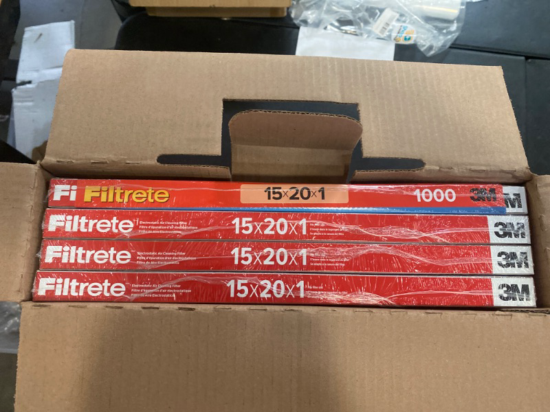 Photo 2 of 
Filtrete 15x20x1 AC Furnace Air Filter, MERV 11, MPR 1000, Micro Allergen Defense, 3-Month Pleated 1-Inch Electrostatic Air Cleaning4 pack