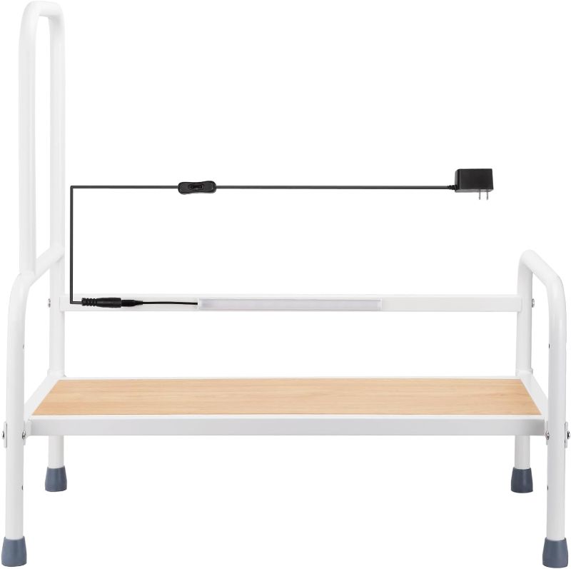 Photo 1 of Morohope XL Bed Rails for Elderly with Adjustable Height Bed Step Stool & LED Light for Fall Prevention - Portable Medical Step Stool Comes with Grab Bars - 800 lb Capacity
