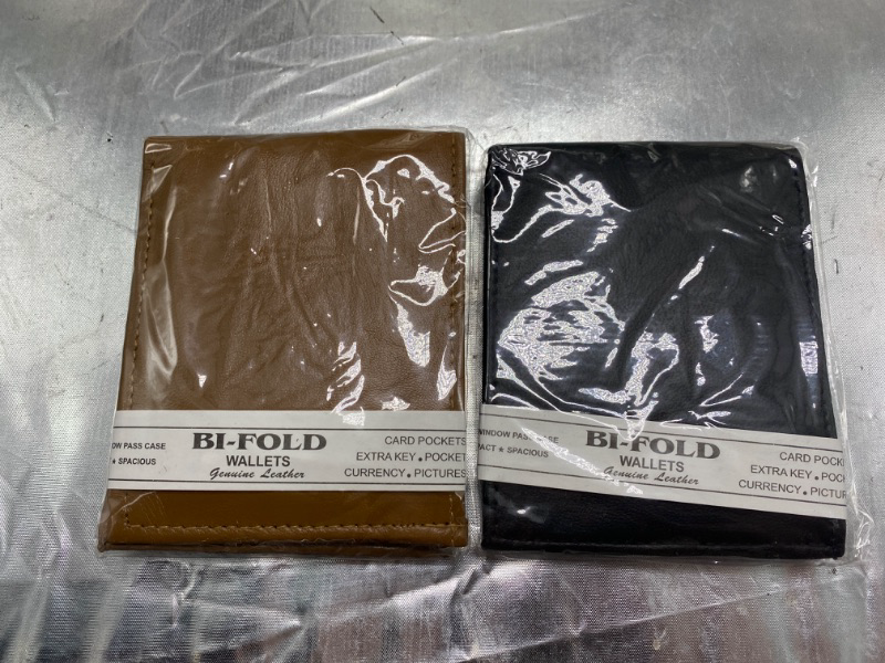 Photo 1 of 2PK of Bi-Fold Genuine Leather Wallets 
