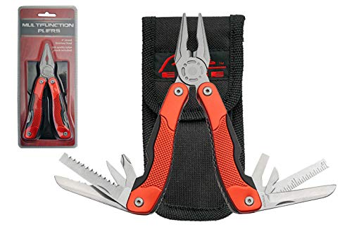 Photo 1 of SZCO Supplies 6” Red 14-Function Spring Action Plier Stainless Steel Multi Tool with Nylon Sheath
