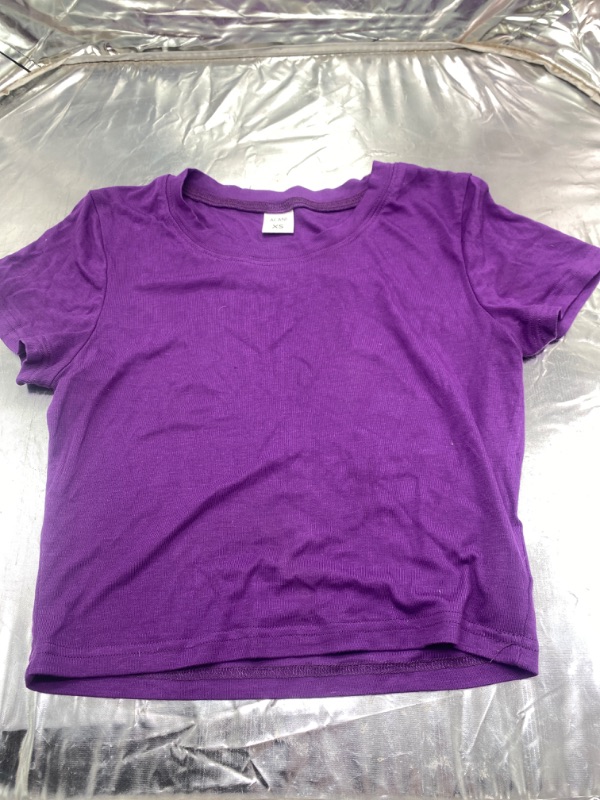 Photo 2 of  Small Girls' Oversized 'Def Leppard' Graphic T-Shirt - Art Class™ & Cropped Purple Top 