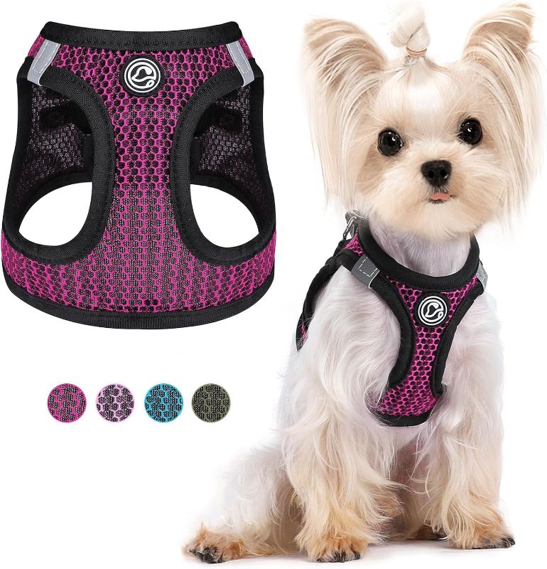 Photo 1 of Dog Harness for Small Dogs No Pull Dog Harness Soft Air Mesh Puppy Harness Step in Small Dog Harness Cat Harness All Weather Outdoor Dog Vest Harness for Pet Cats Dogs & Angecado 6 Pack Puppy Chew Toys for Teething