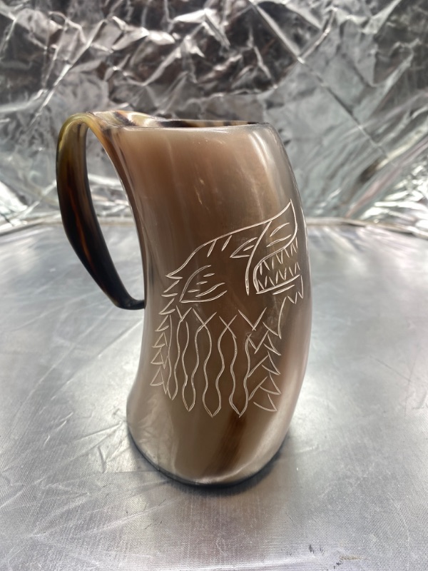 Photo 1 of 30oz Engraved Viking Drinking Horn Mug 