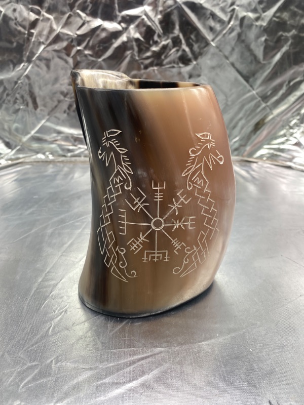 Photo 1 of 30oz Engraved Viking Drinking Horn Mug 