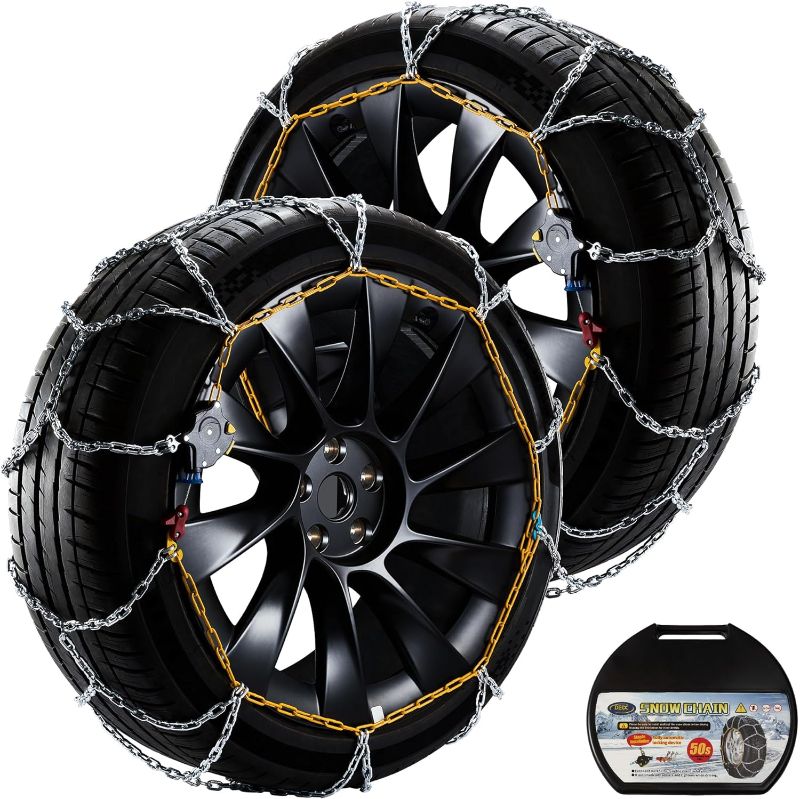 Photo 1 of DEDC Snow Chains for Car, Snow Tire Chains for SUVs and Trucks, Auto Trac Tire Traction Wheel Chains 1 Min Quick Fit Easy Chainsaw Reusable Universal Emergency Traction Chain - Set of 2 MS1521
