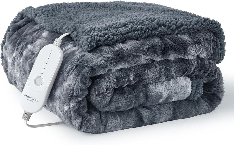 Photo 1 of Queen Size Maple&Stone Heated Blanket Electric Throw Faux Fur Fast Heating Electric Blanket,5 Heat Settings Heating Blanket & 3 Hours Auto-Off Timing Settings,Machine Washable