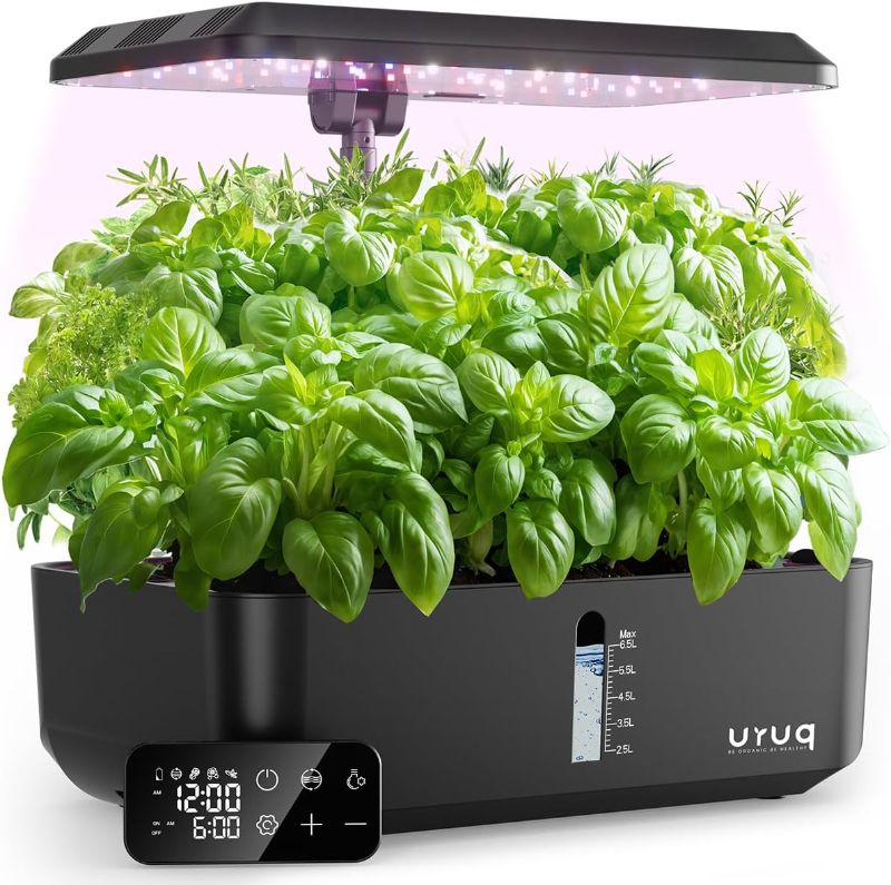 Photo 1 of Hydroponics Growing System Indoor Garden: URUQ 12 Pods Indoor Gardening System with Remote Control LED Grow Light Height Adjustable Quiet Plants Germination Kit