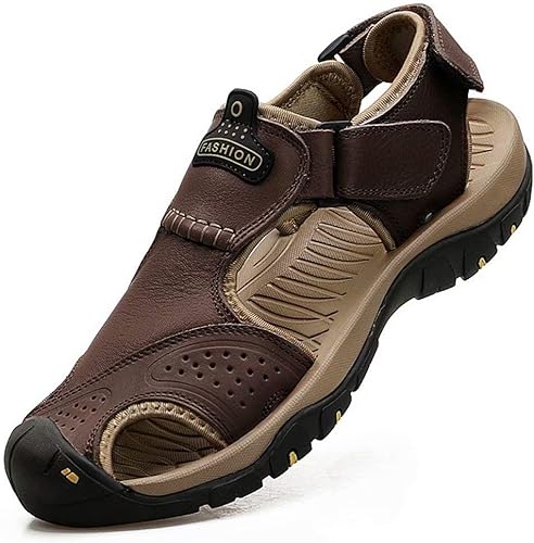 Photo 1 of 8.5 Leather Sandals Outdoor Hiking Sandals Waterproof Athletic Sports Sandals Fisherman Beach Shoes Closed Toe Water Sandals