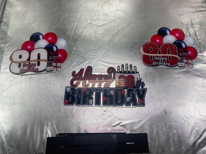 Photo 2 of Happy 80th Birthday Red Acrylic Table Topper Centerpieces Set - Cheers to Eighty Years Old Birthday 80th Bday Party Gift Decorations.