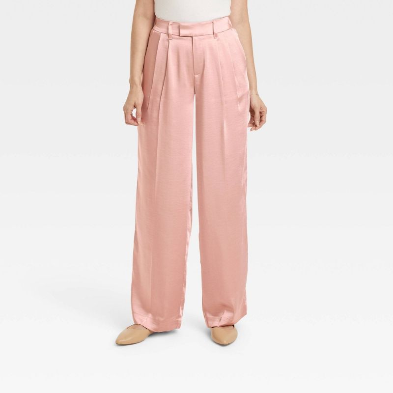 Photo 1 of Size 8 Women's High-Rise Wide Leg Satin Pants - a New Day™ Dusty Pink
