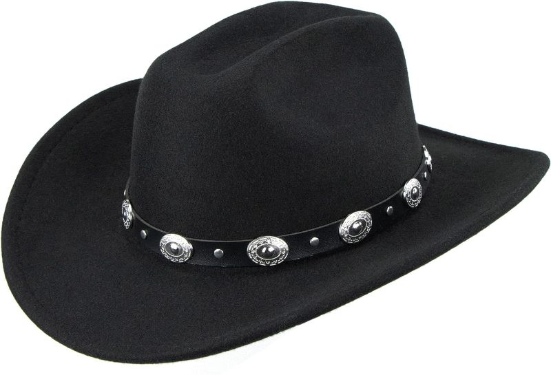 Photo 1 of Medium Classic Western-Cowboy-Hat Men Womens Wide Brim Cowgirl Hats Felt Fedora hat