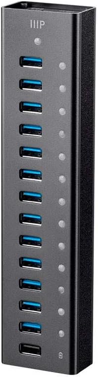 Photo 1 of Monoprice Powered USB 3.0 Hub - 13-Port, Heavy Duty Aluminum, 5Gbps, Plug-n-Play with AC Adapter, 2.4 Amps Charging Ports, Black
