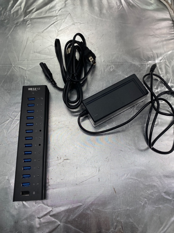 Photo 1 of Monoprice Powered USB 3.0 Hub - 13-Port, Heavy Duty Aluminum, 5Gbps, Plug-n-Play with AC Adapter, 2.4 Amps Charging Ports, Black

