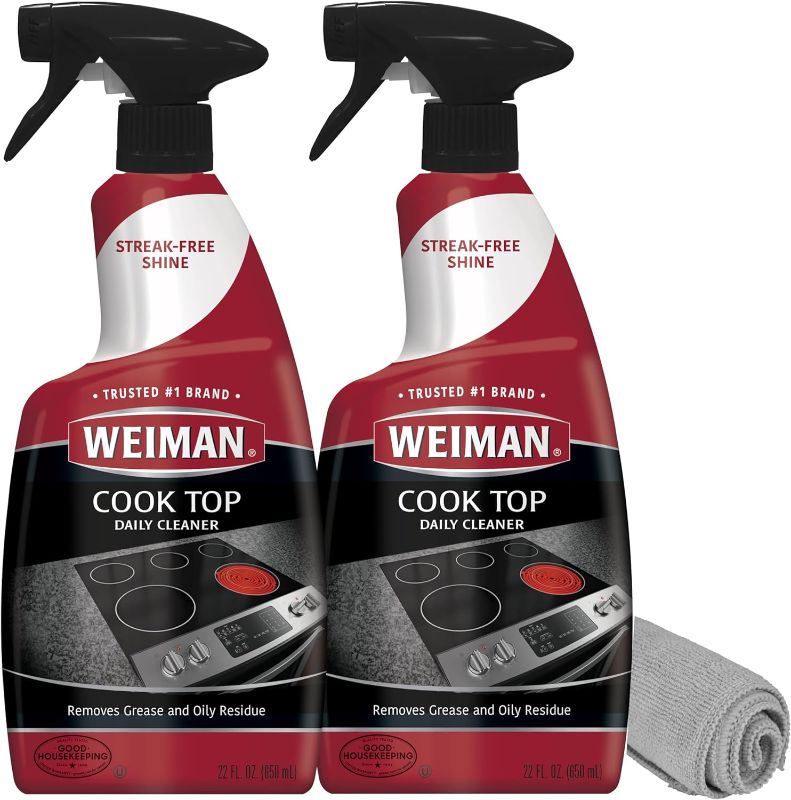 Photo 1 of Weiman Cooktop Cleaner for Daily Use (2 Pack) Streak Free, Residue Free, Non-Abrasive Formula - 22 Ounce