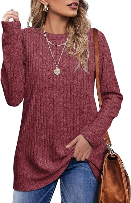 Photo 1 of Large XIEERDUO Long Sleeve Shirts for Women Crew Neck Lightweight Casual Tunic Tops Winter Fall Fashion
