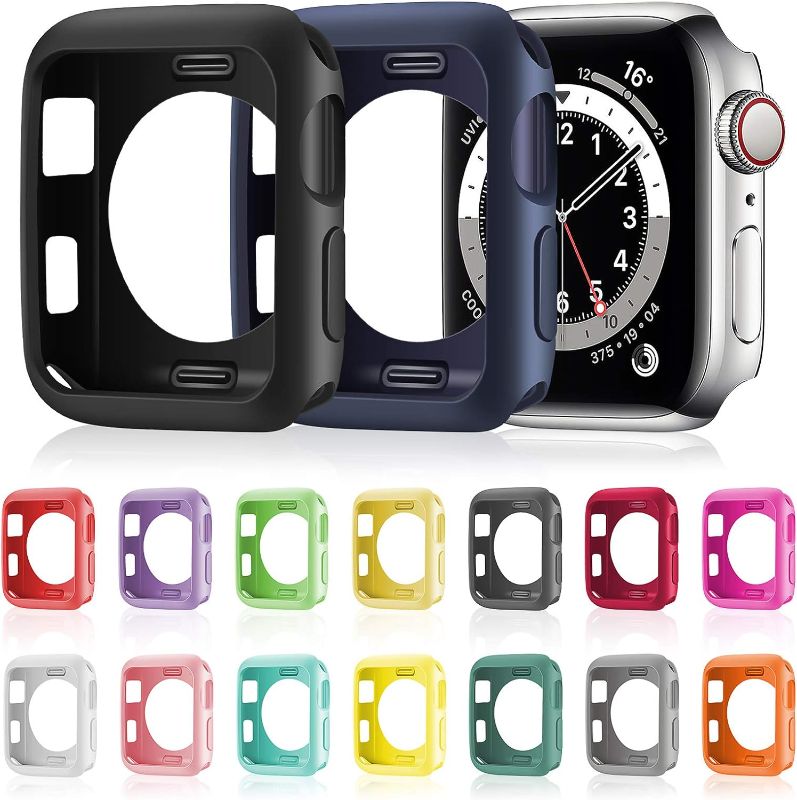 Photo 1 of 16 Pieces Soft TPU Protective Watch Case Anti-Scratch Silicone Protector Soft Flexible TPU Thin Lightweight Bumper Cover for Smartwatch Series SE/6/5/4/3/2/1 (38 mm)
