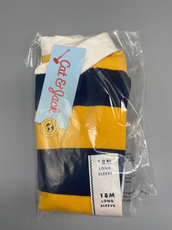 Photo 2 of 18 month Cat & Jack Long Sleeve T-Shirt  Color: Blue/Yellow Size: 18m
