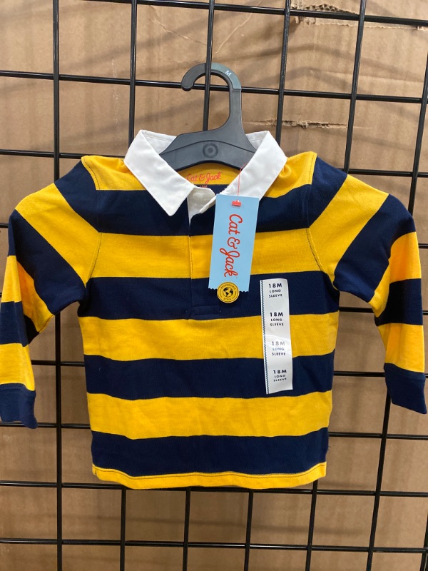 Photo 1 of 18 month Cat & Jack Long Sleeve T-Shirt  Color: Blue/Yellow Size: 18m
