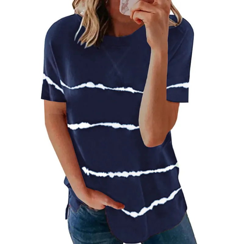 Photo 1 of XL Navy Women Stripe Short Sleeve Crewneck T-Shirts 
