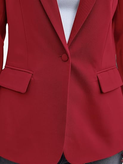 Photo 2 of Medium AUTOMET Red Womens Bussiness Casual Blazers Open Front Long Sleeve Work Office Blazer Jacket Spring Fashion 2024
