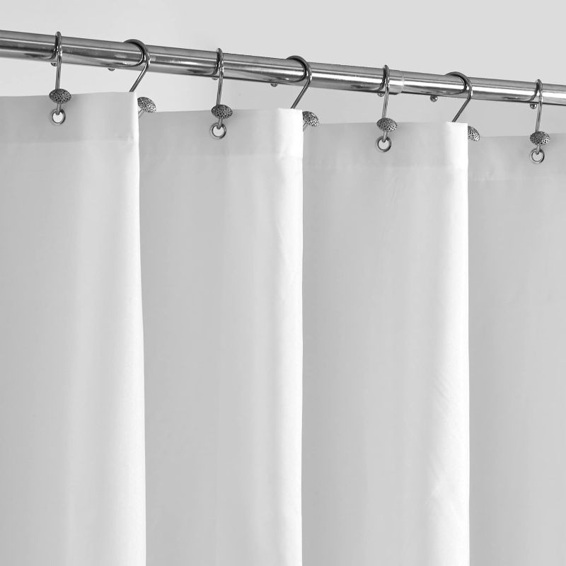 Photo 1 of 1pcs Extra Long Fabric Shower Curtain Liner Waterproof - 72" x 84", Soft & Lightweight XL Shower Curtain with Magnets, Machine Washable - 72x84, White 